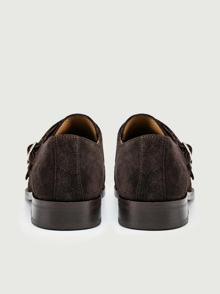 DOPPIA FIBBIA IN PELLE SCAMOSCIATA MARRONE - immagine 4