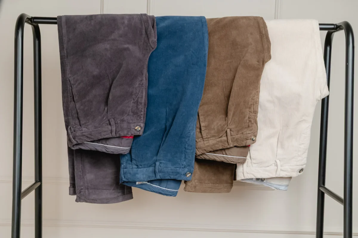 PANTALONE CON PENCES IN VELLUTO GRIGIO CANNA DI FUCILE - immagine 8