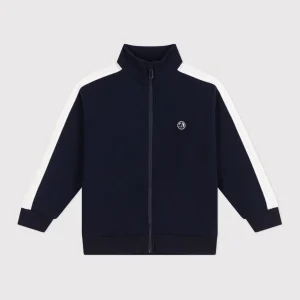 Felpa a collo alto con cerniera in cotone tinta unita bambino