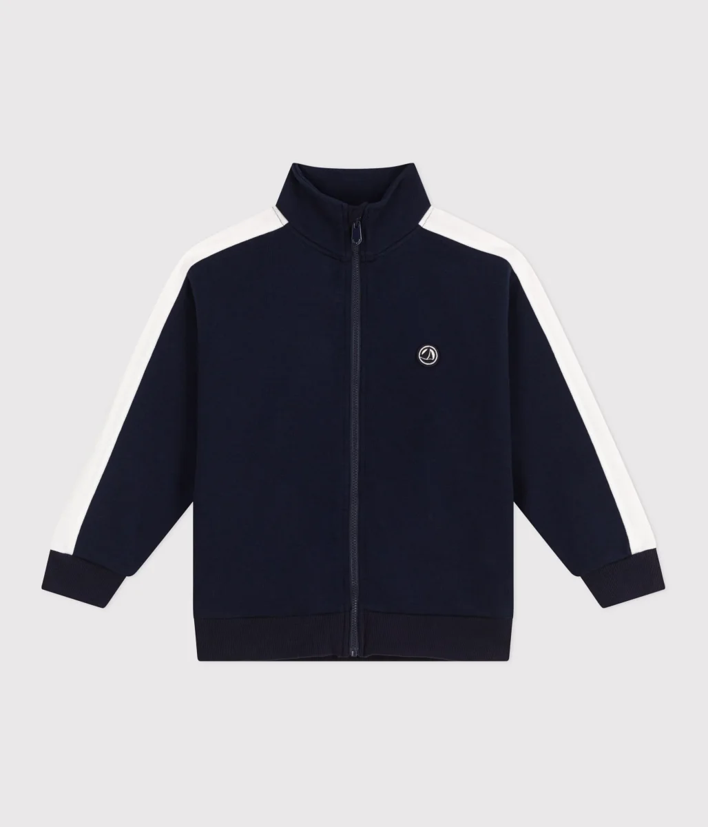 Felpa a collo alto con cerniera in cotone tinta unita bambino