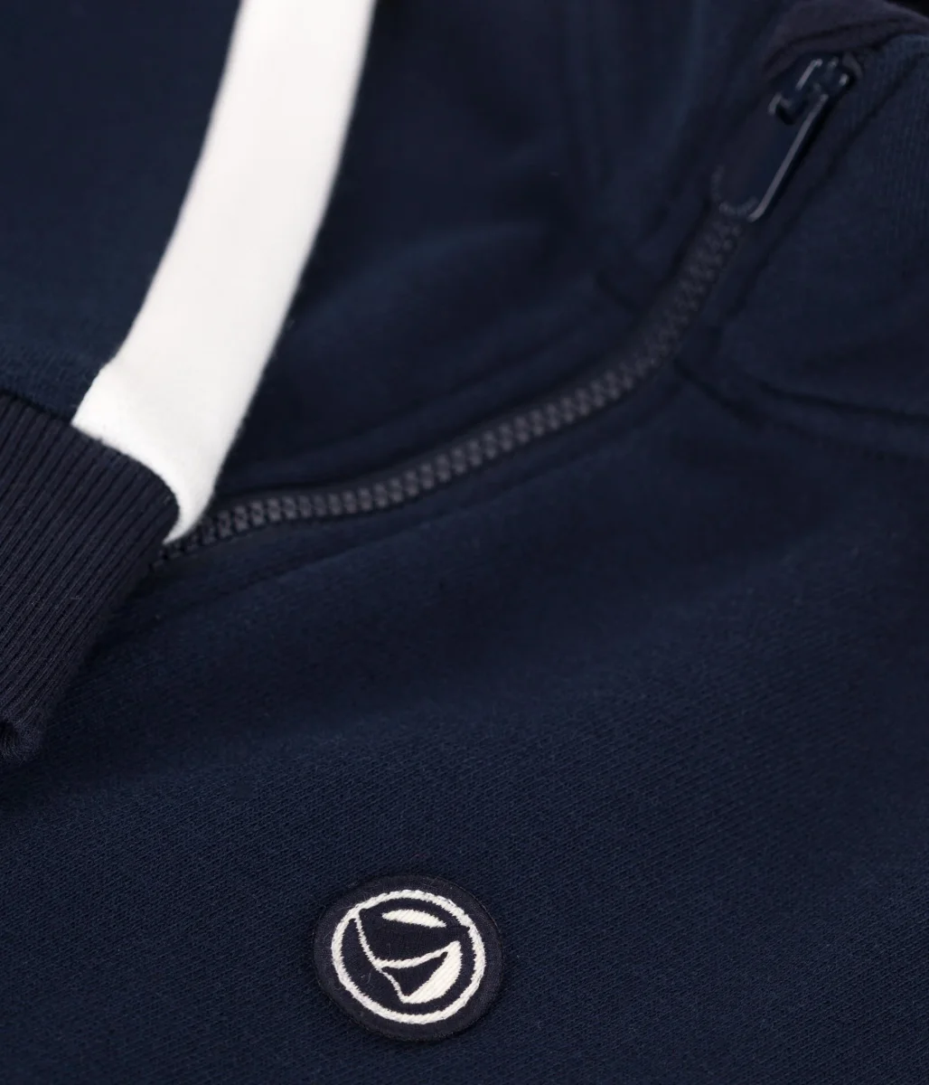 Felpa a collo alto con cerniera in cotone tinta unita bambino - immagine 8