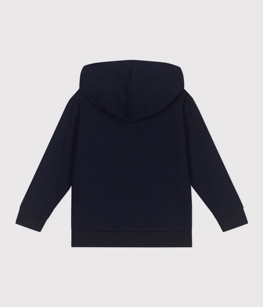 Felpa con cappuccio e cerniera in cotone tinta unita bambino - immagine 6