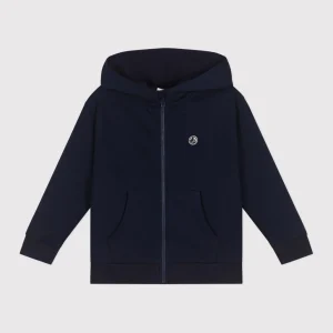 Felpa con cappuccio e cerniera in cotone tinta unita bambino