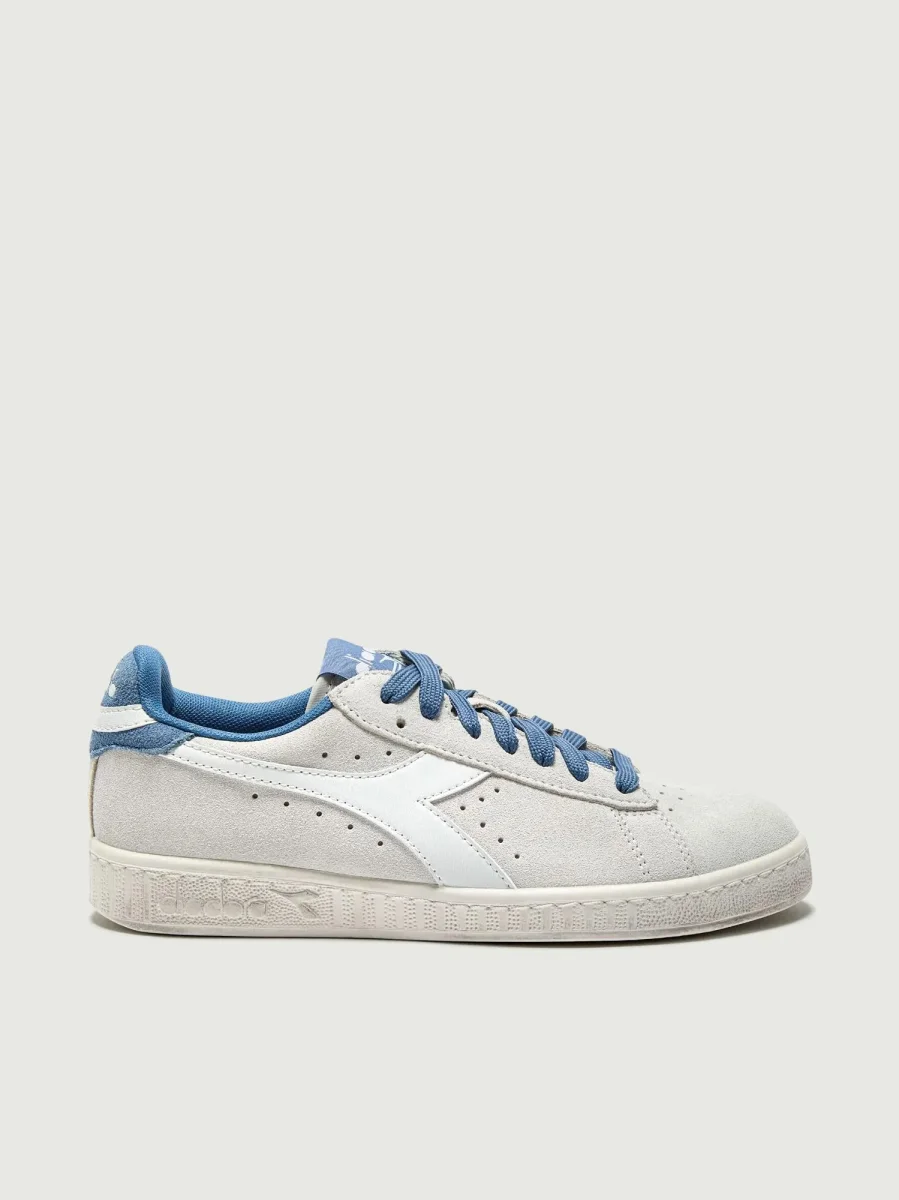 GAME L LOW SUEDE WAXED BIANCO BLU INFINITO