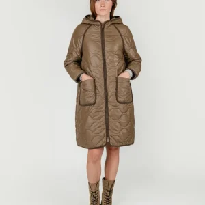 GIACCA A VENTO LUNGA IN NYLON KHAKI