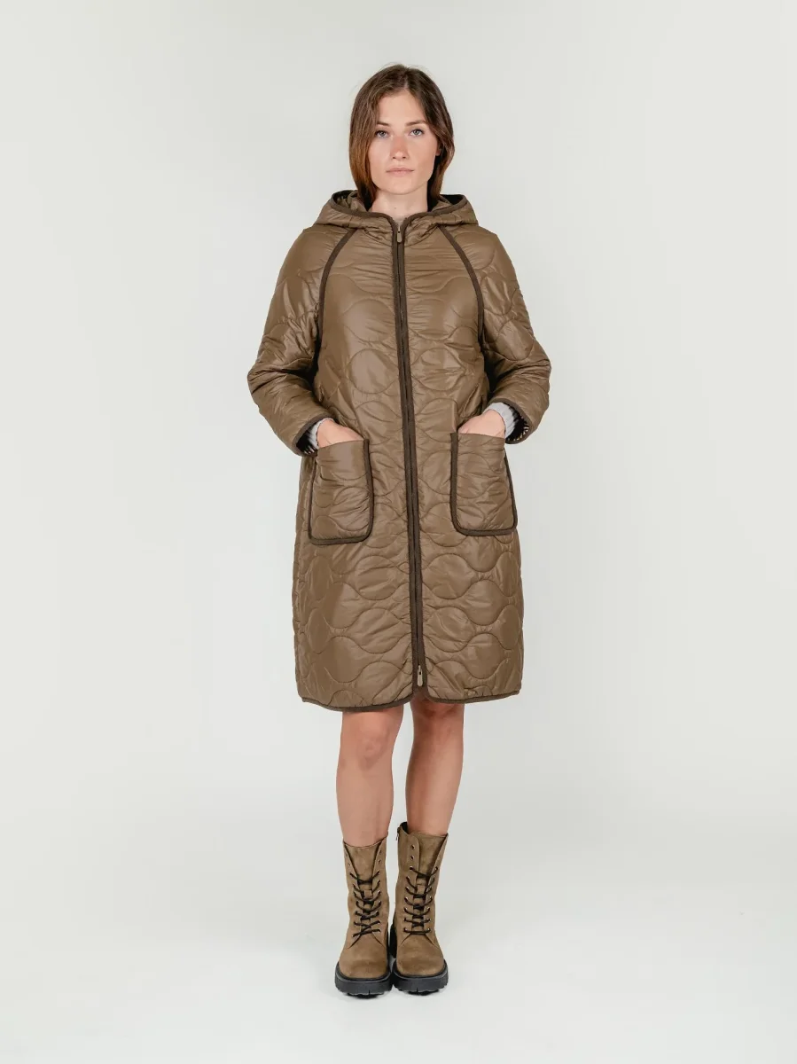 GIACCA A VENTO LUNGA IN NYLON KHAKI