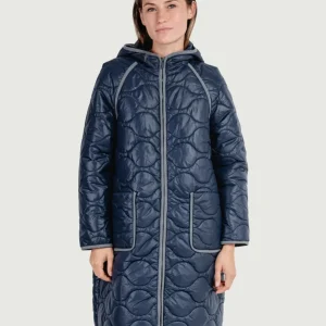 GIACCA A VENTO LUNGA TRAPUNTATA BLU