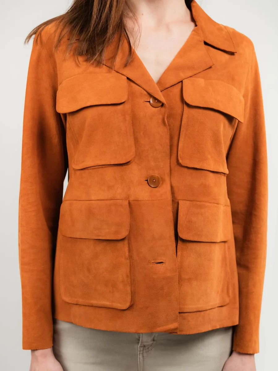 GIACCA BORACAY IN CAMOSCIO CON TASCHE ARANCIONE - immagine 5