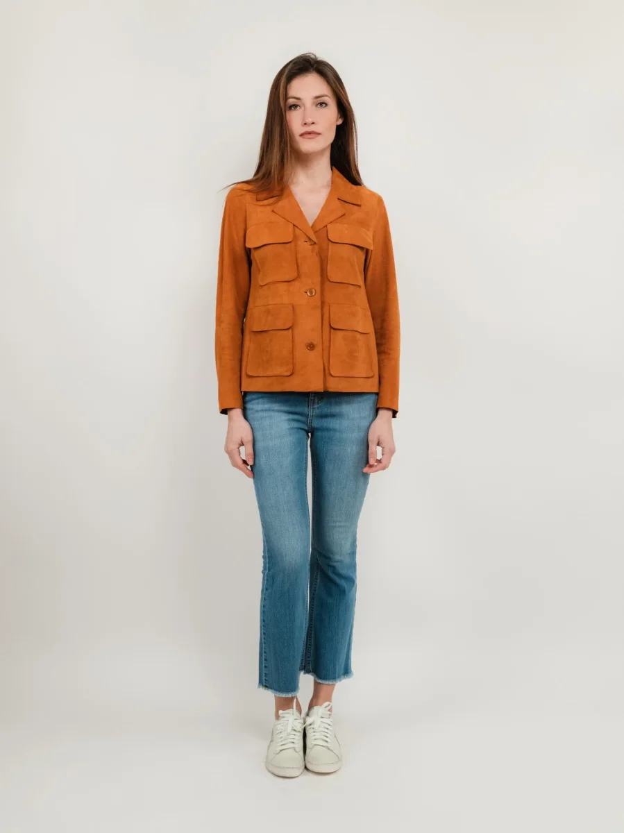 GIACCA BORACAY IN CAMOSCIO CON TASCHE ARANCIONE - immagine 6