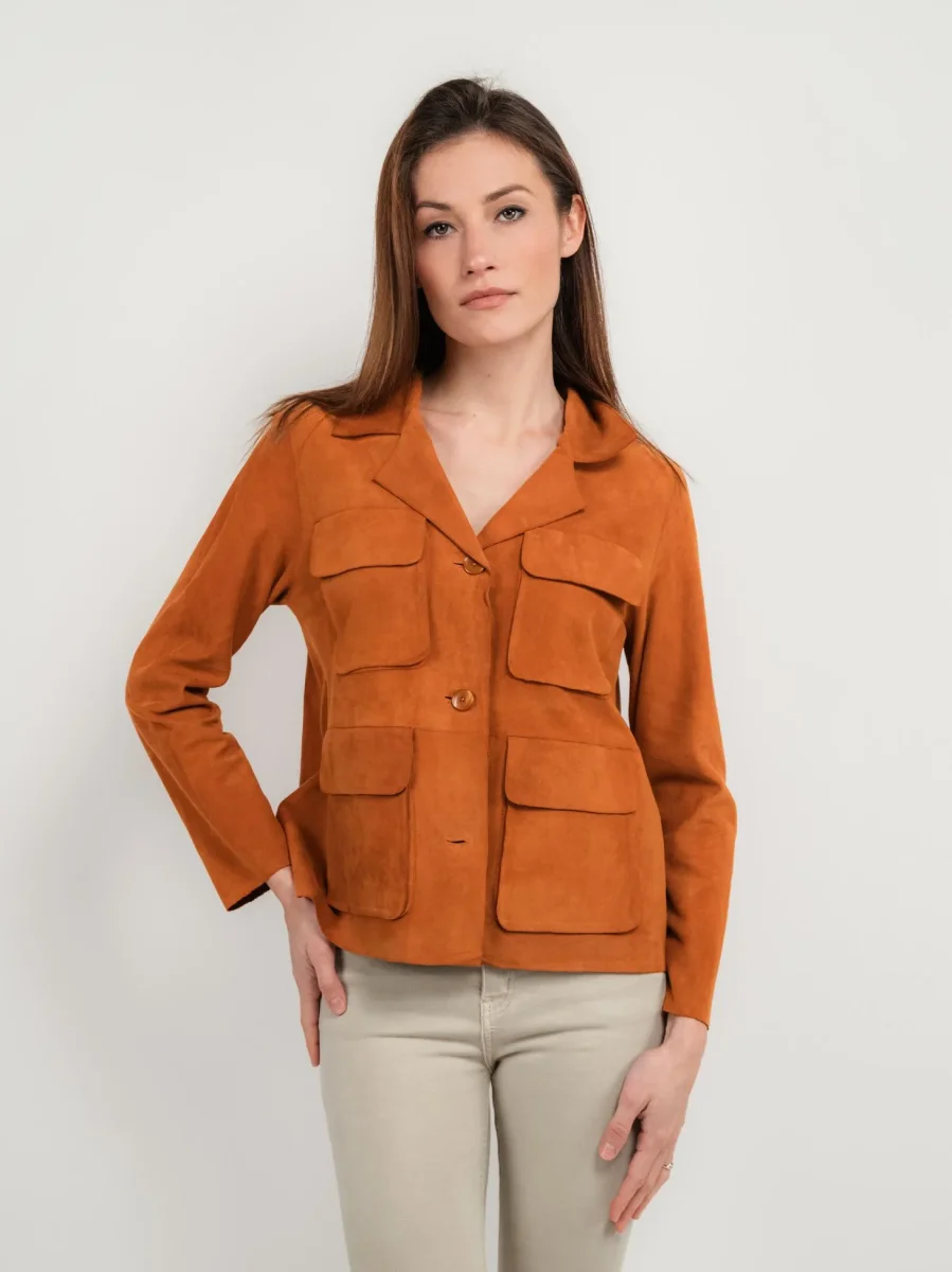 GIACCA BORACAY IN CAMOSCIO CON TASCHE ARANCIONE