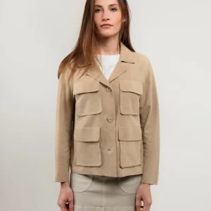 GIACCA BORACAY IN CAMOSCIO CON TASCHE BEIGE