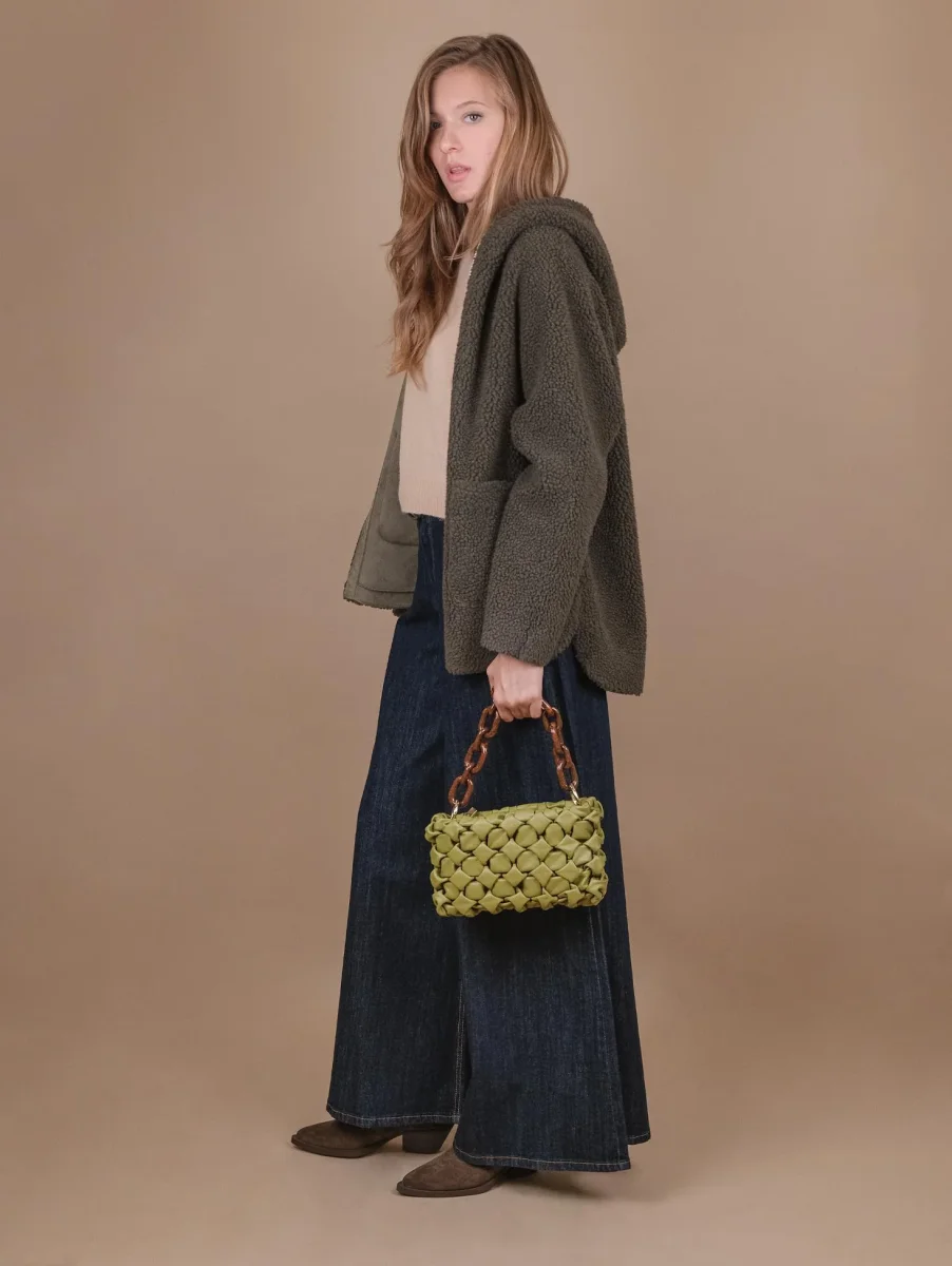 GIACCA CON CAPPUCCIO REVERSIBILE IN ECO-MONTONE VERDE - immagine 8