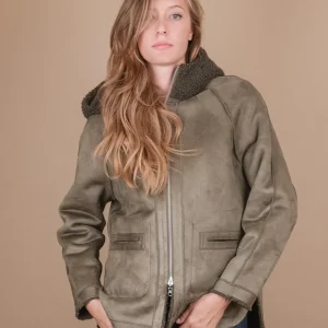 GIACCA CON CAPPUCCIO REVERSIBILE IN ECO-MONTONE VERDE