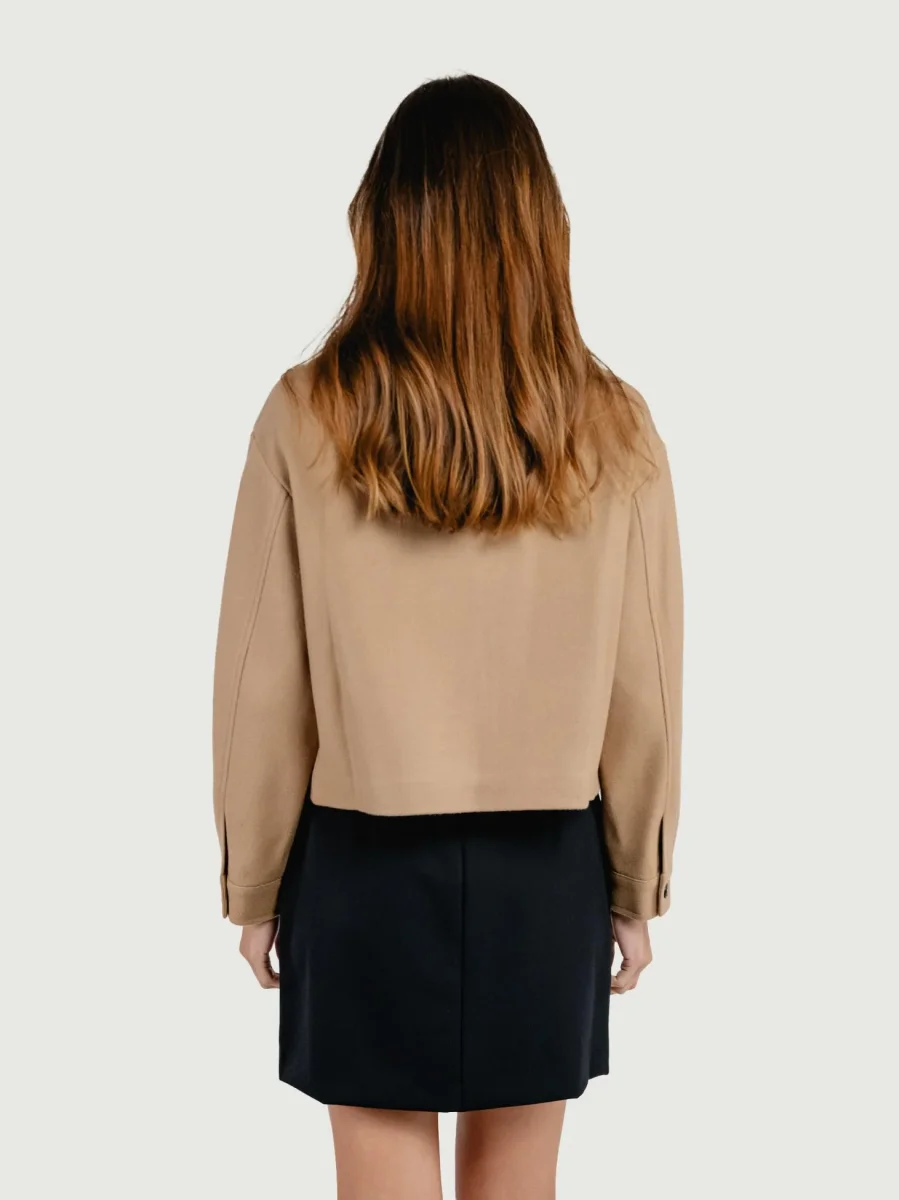 GIACCA CROPPED IN MISTO LANA CAMMELLO - immagine 5