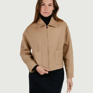 GIACCA CROPPED IN MISTO LANA CAMMELLO