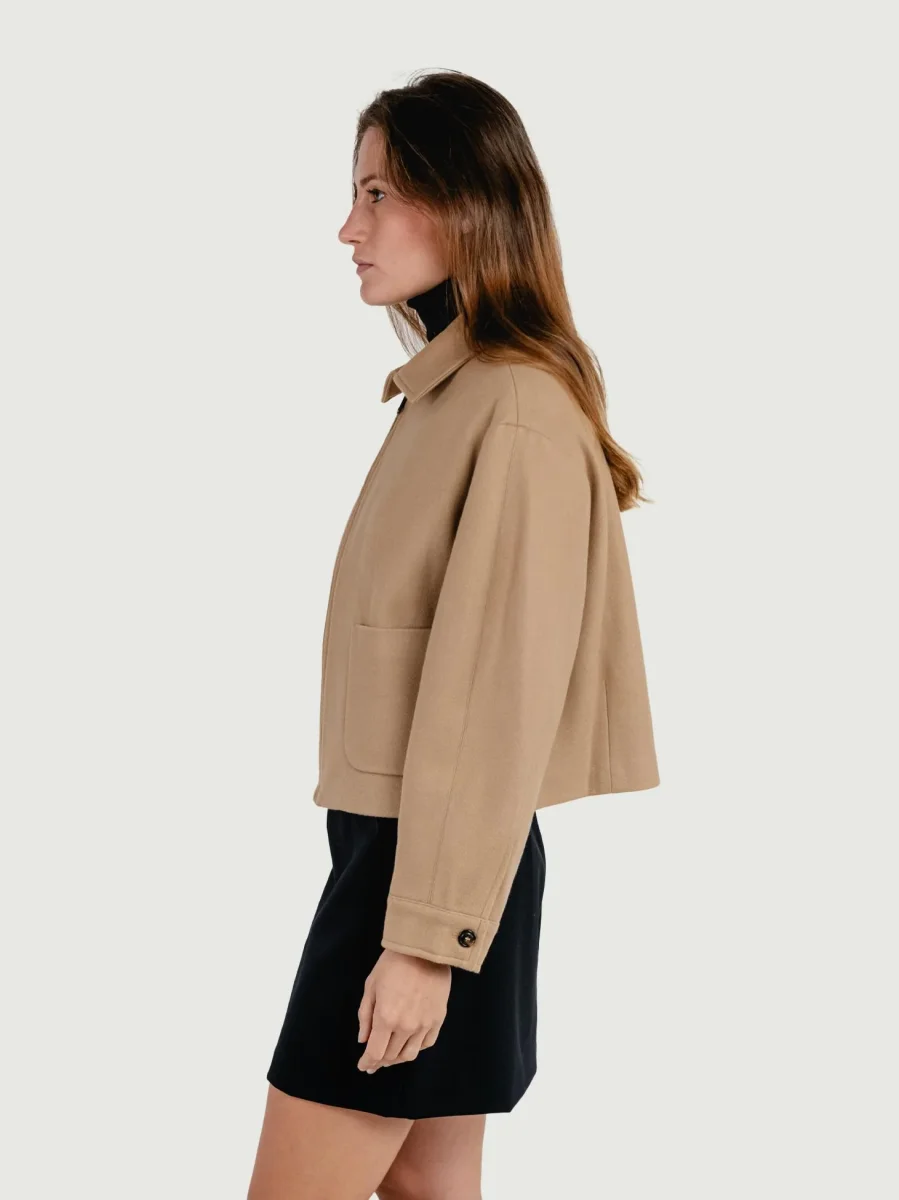 GIACCA CROPPED IN MISTO LANA CAMMELLO - immagine 4