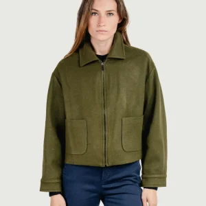 GIACCA CROPPED IN MISTO LANA VERDE BOSCO