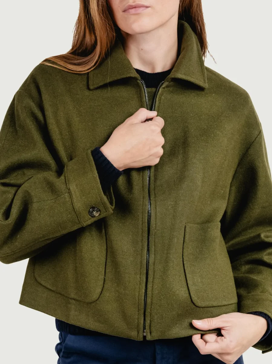 GIACCA CROPPED IN MISTO LANA VERDE BOSCO - immagine 6