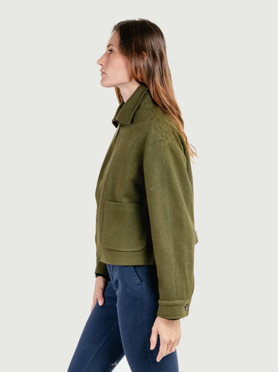 GIACCA CROPPED IN MISTO LANA VERDE BOSCO - immagine 4