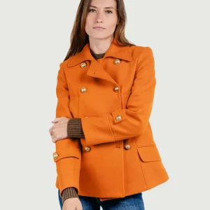 GIACCA DOPPIOPETTO IN MISTO LANA ARANCIO
