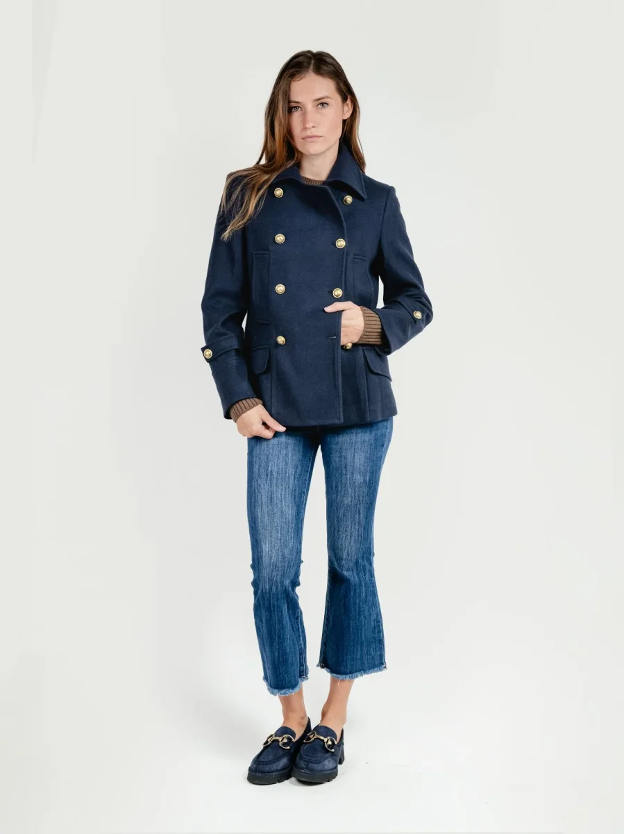 GIACCA DOPPIOPETTO IN MISTO LANA BLU - immagine 3