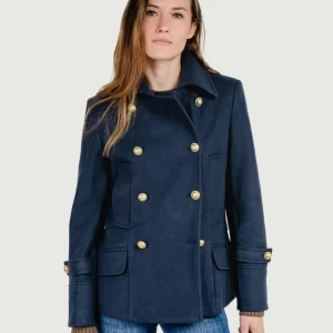 GIACCA DOPPIOPETTO IN MISTO LANA BLU