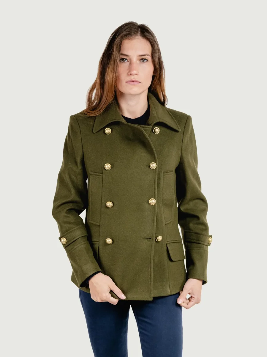 GIACCA DOPPIOPETTO IN MISTO LANA VERDE MILITARE