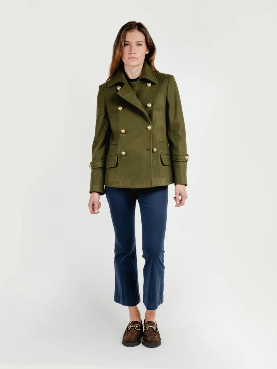 GIACCA DOPPIOPETTO IN MISTO LANA VERDE MILITARE - immagine 3