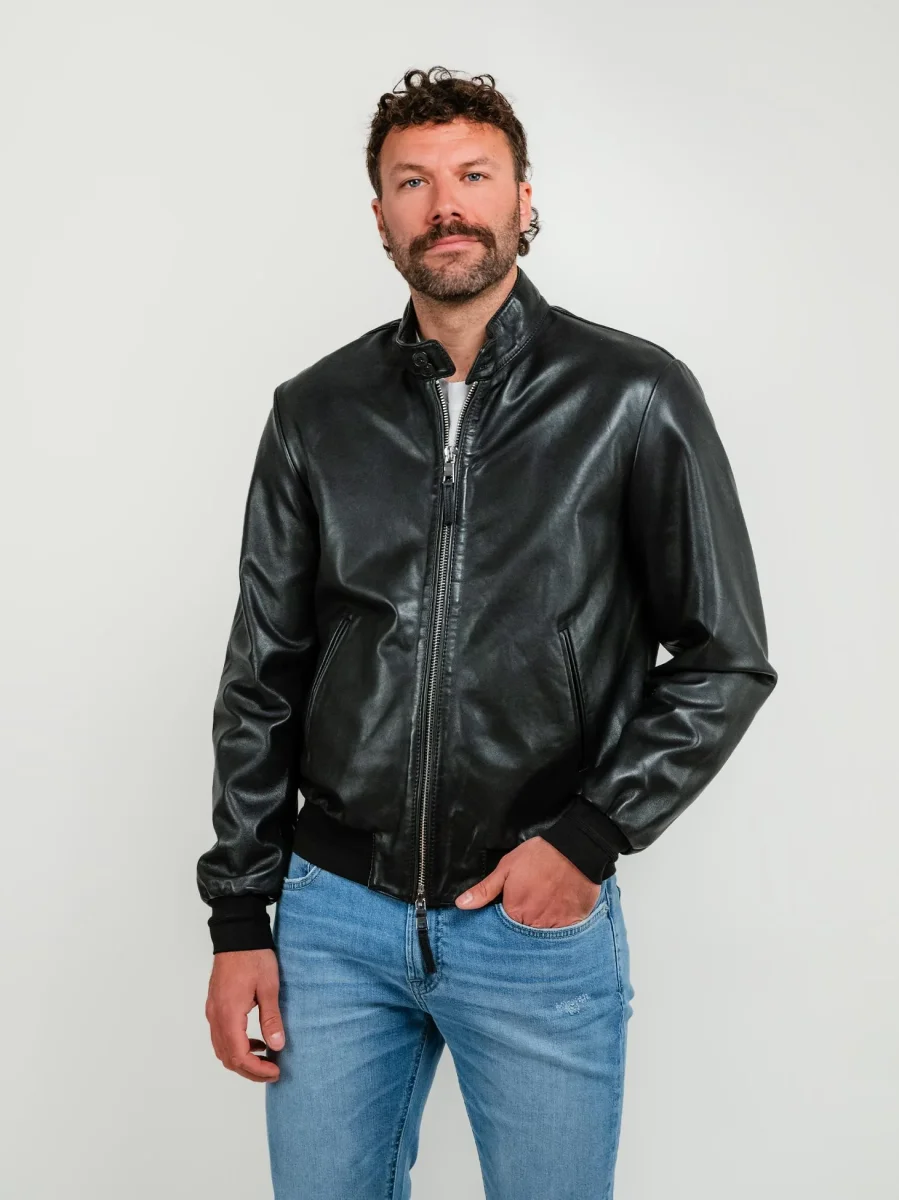 GIACCA ELVIS DI PELLE NERA