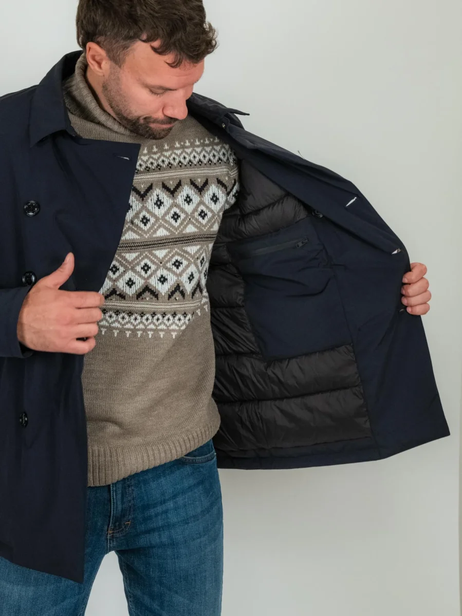 GIACCA IMPERMEABILE IMBOTTITA DOPPIOPETTO BLU - immagine 4