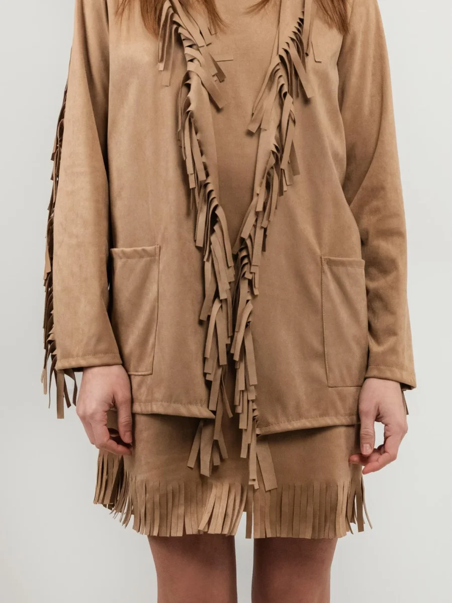 GIACCA IN ECOCAMOSCIO CON FRANGE - immagine 3