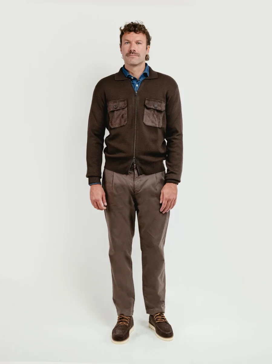 GIACCA IN MAGLIA CON INSERTI IN ALCANTARA TESTA MORO - immagine 3