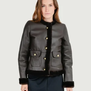 GIACCA IN PELLE CON INTERNO IN PELLICCIA TESTA MORO