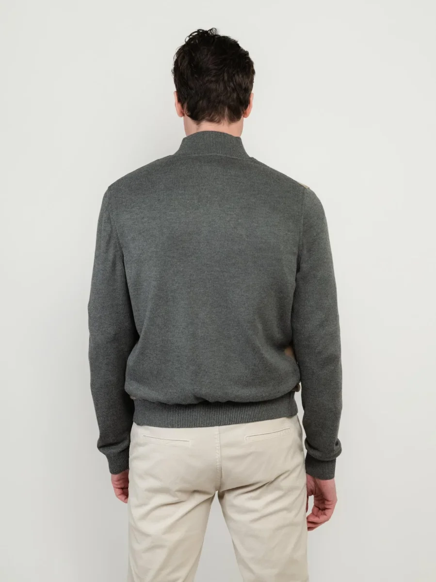 GIACCA IN PELLE SCAMOSCIATA MARRONE E MAGLIA GRIGIA DEREK KNIT - immagine 5