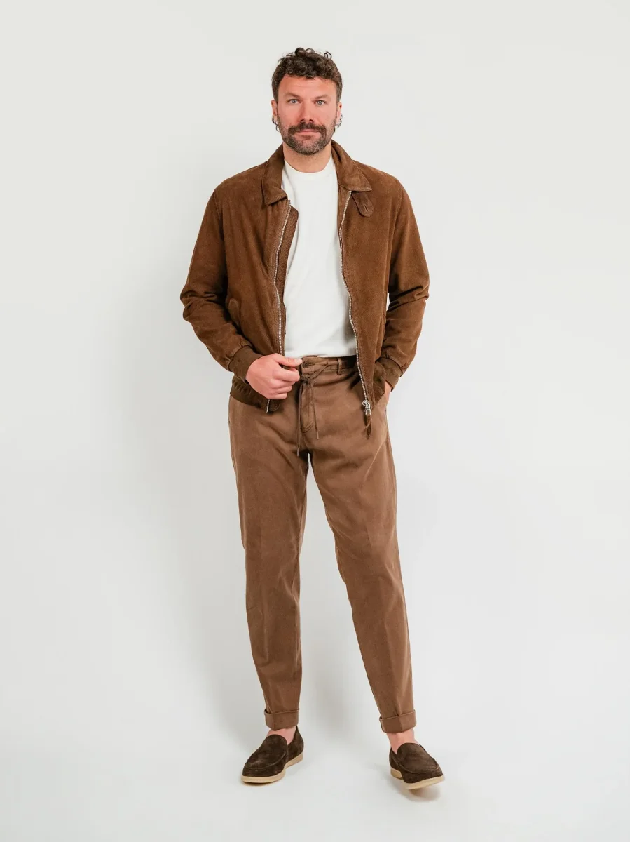 GIACCA ZEUS IN PELLE SCAMOSCIATA TRAFORATA MARRONE - immagine 7