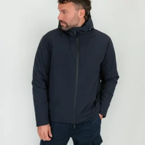 GIACCONE IMBOTTITO BLU CON CAPPUCCIO