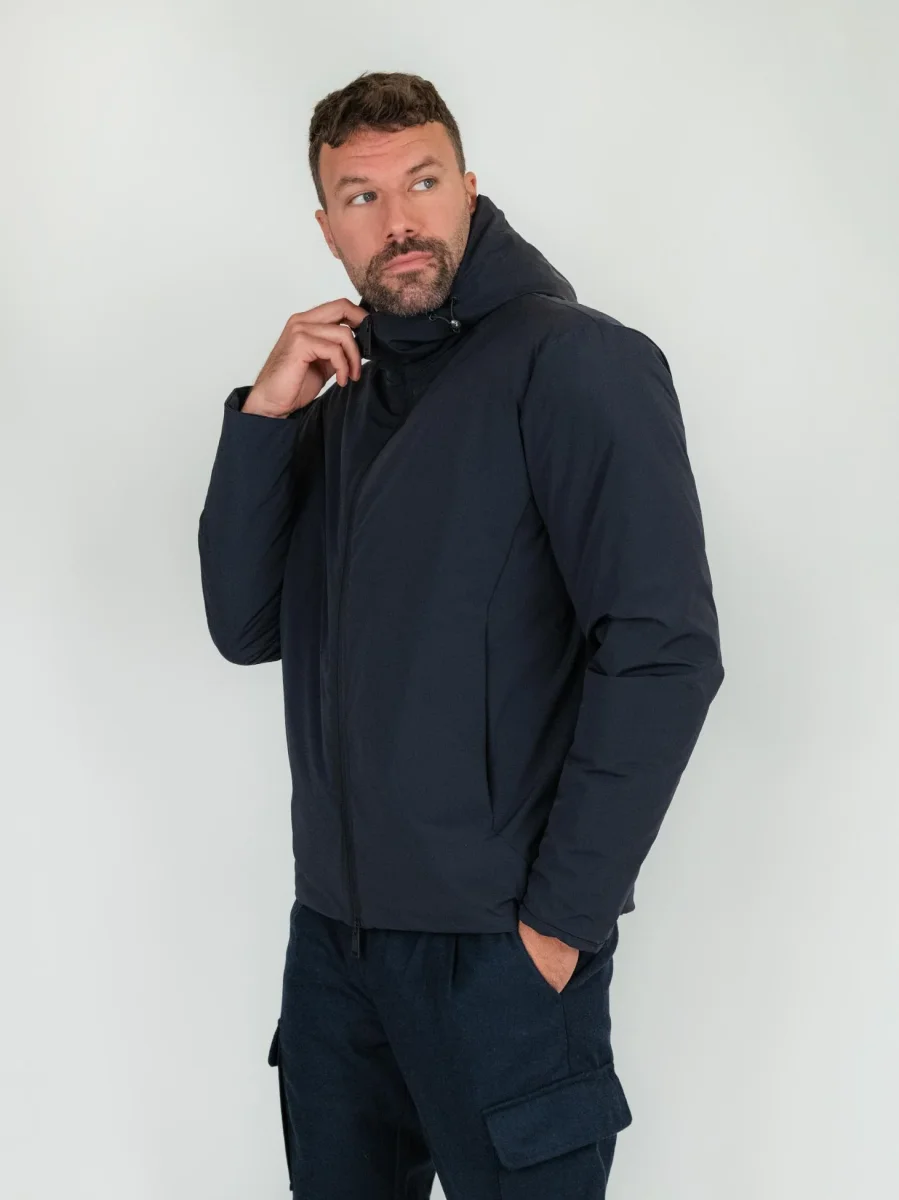 GIACCONE IMBOTTITO BLU CON CAPPUCCIO - immagine 3