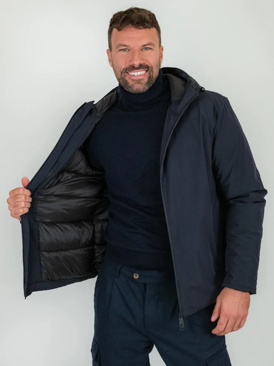 GIACCONE IMBOTTITO BLU CON CAPPUCCIO - immagine 4