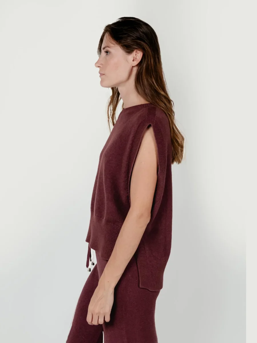 GILET APERTO BORDEAUX - immagine 3