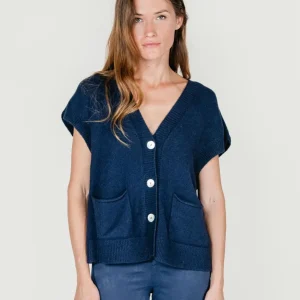 GILET CON BOTTONI BLU