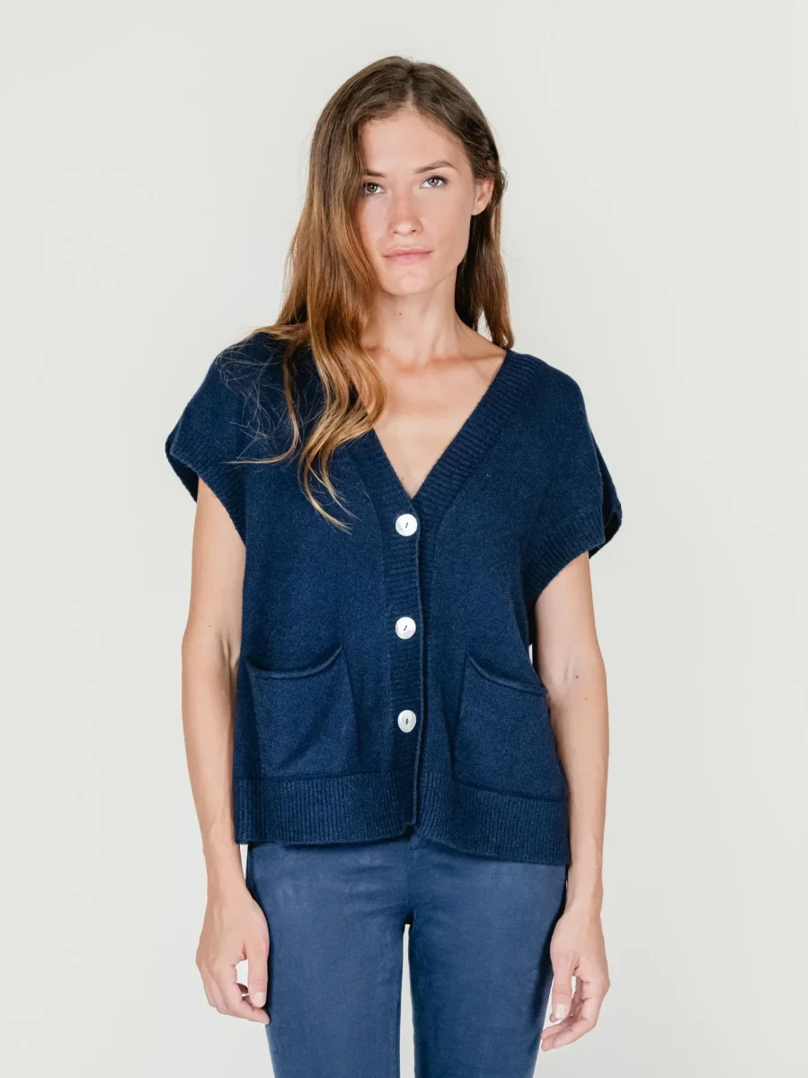 GILET CON BOTTONI BLU