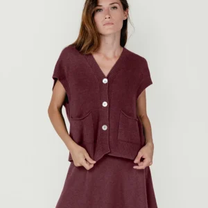 GILET CON BOTTONI BORDEAUX
