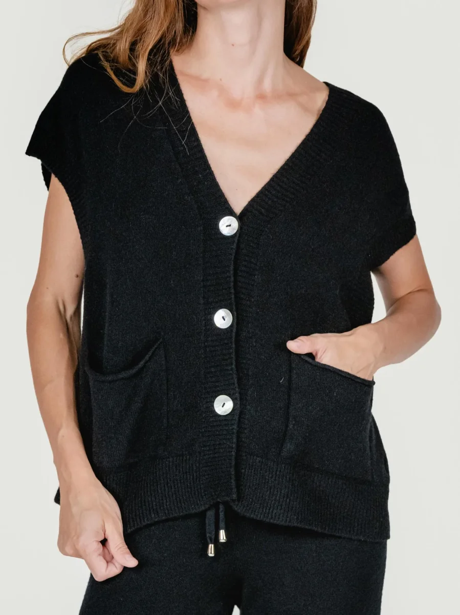 GILET CON BOTTONI NERO - immagine 5