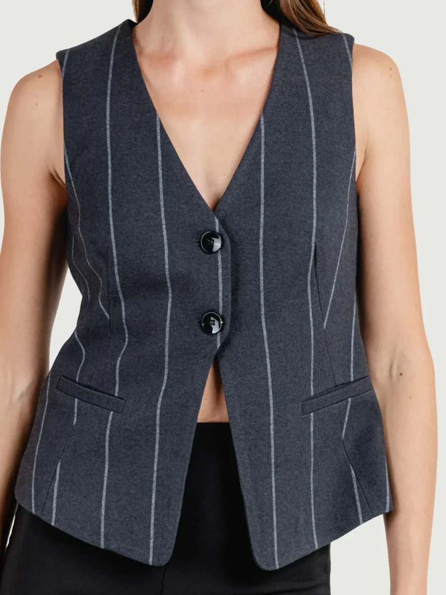 GILET GESSATO GRIGIO ANTRACITE - immagine 5