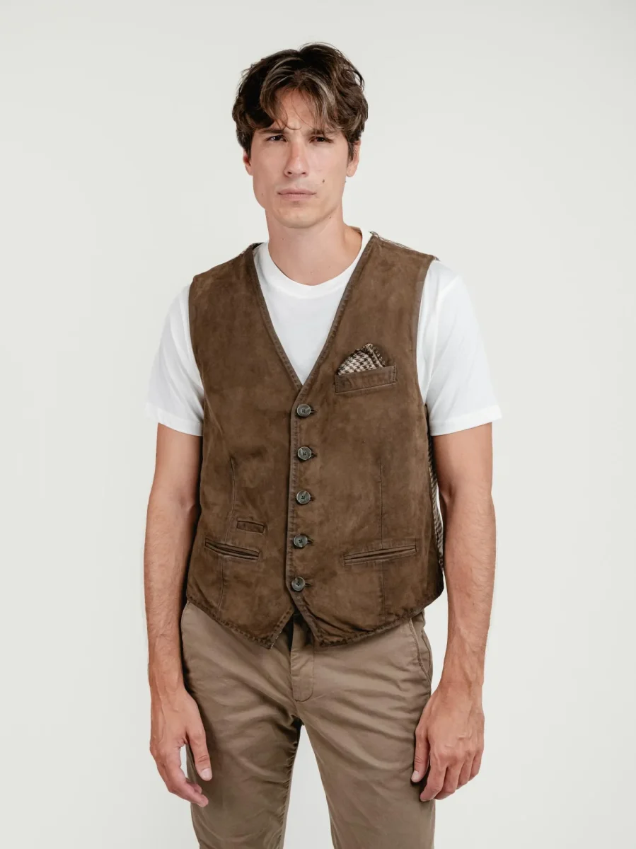 GILET LORRY IN PELLE SCAMOSCIATA JUNGLE