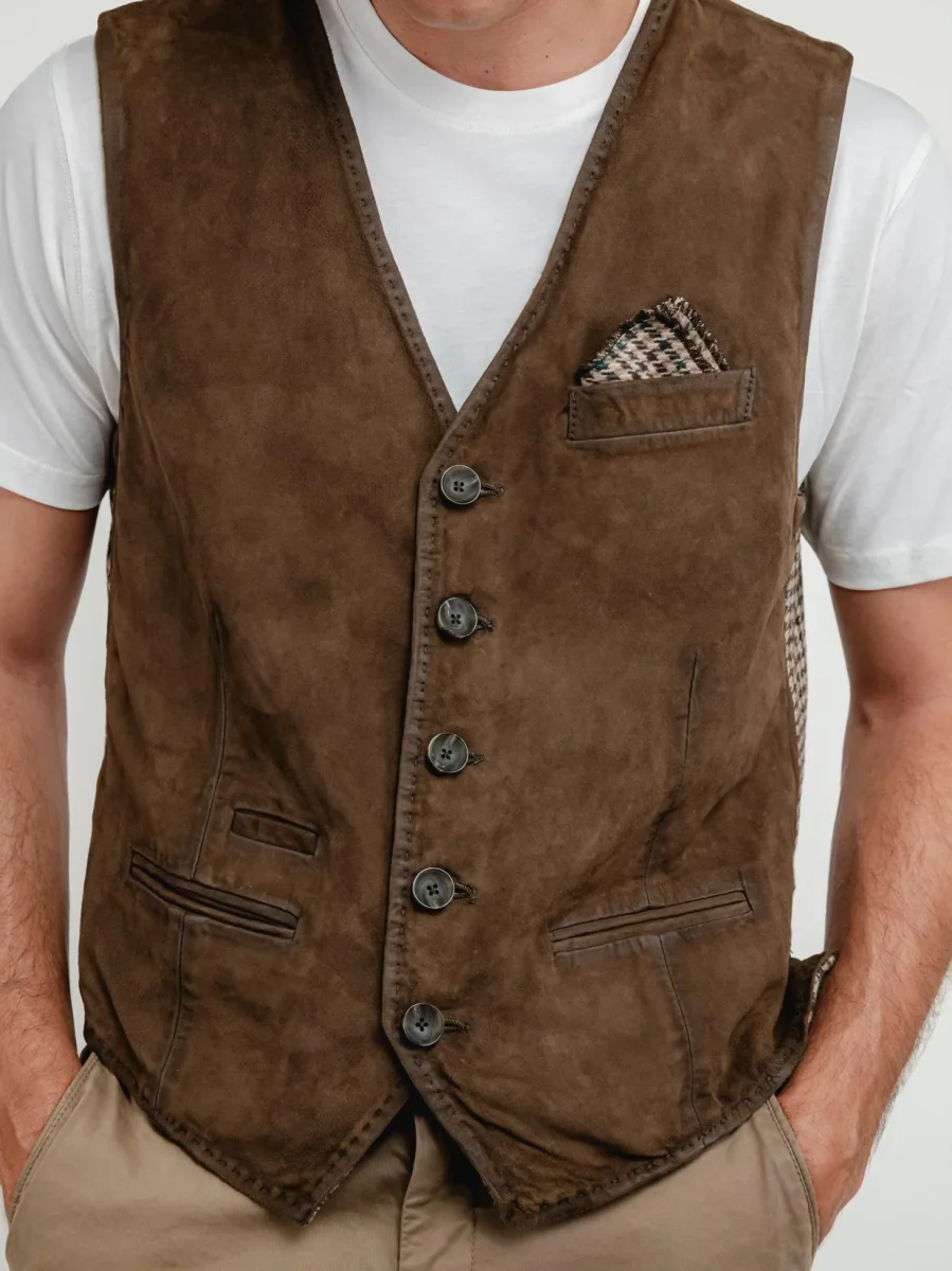 GILET LORRY IN PELLE SCAMOSCIATA JUNGLE - immagine 5