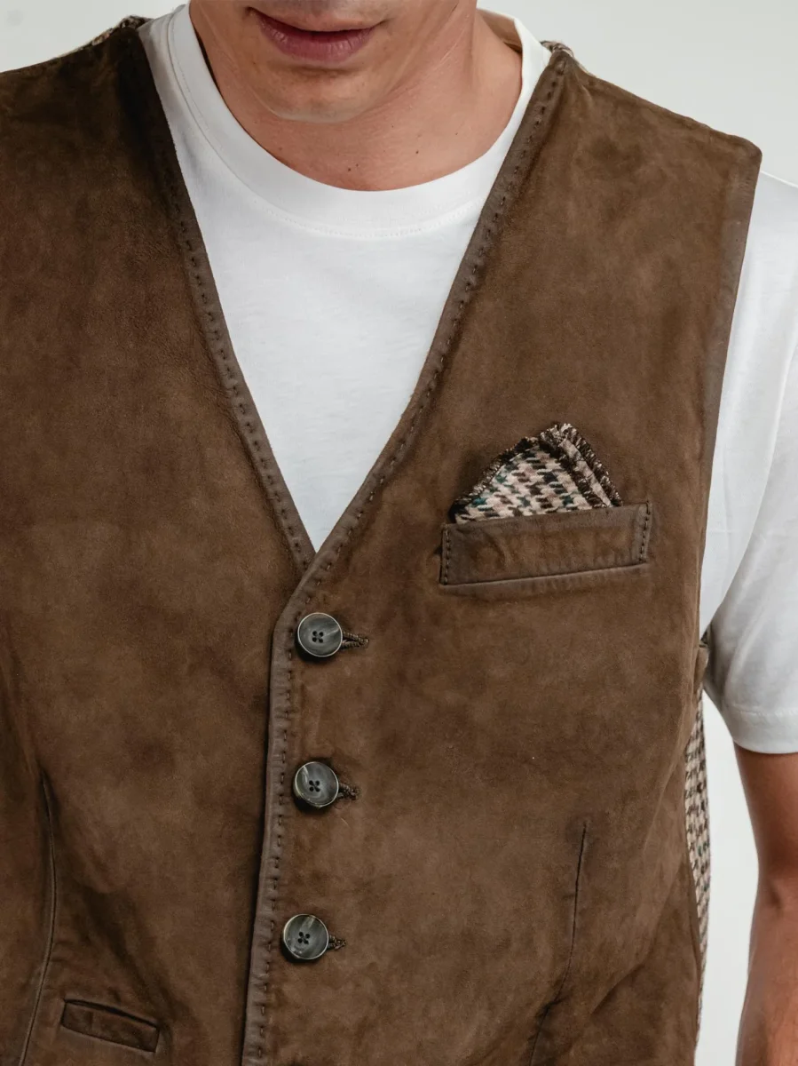 GILET LORRY IN PELLE SCAMOSCIATA JUNGLE - immagine 6