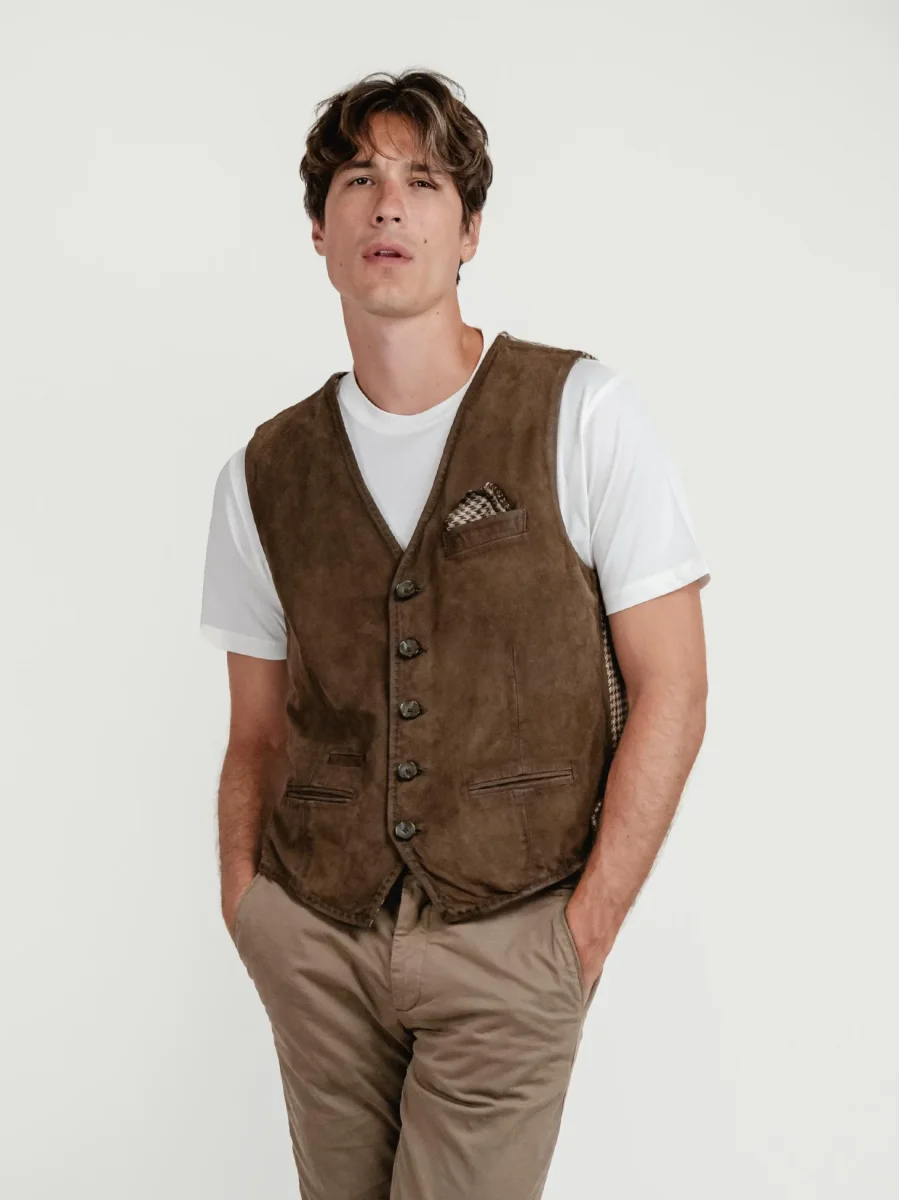 GILET LORRY IN PELLE SCAMOSCIATA JUNGLE - immagine 3