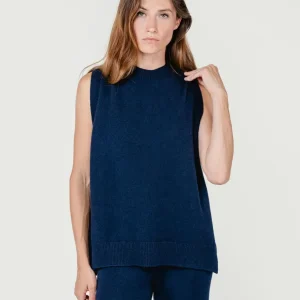 GILET LUNGO IN MAGLIA BLU