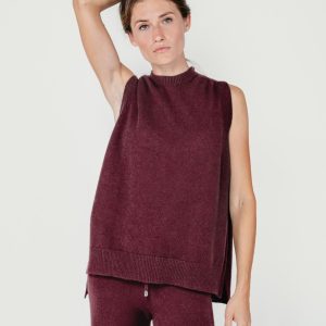GILET LUNGO IN MAGLIA BORDEAUX